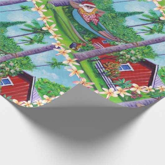 Mele Kalikimaka Santa op vakantie in Hawaï Cadeaupapier (Hoek)