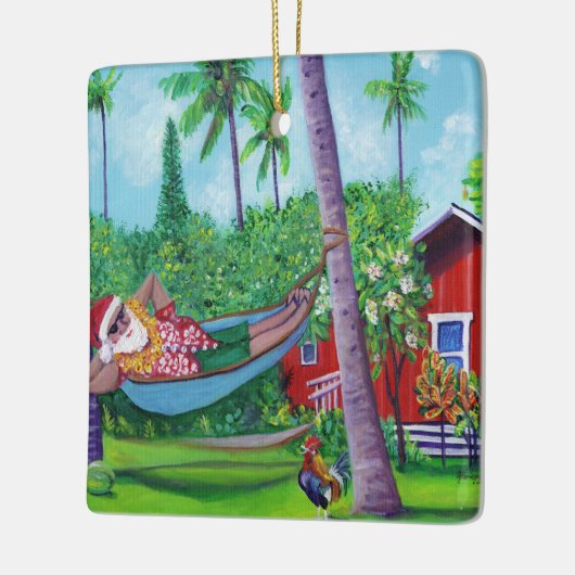 Mele Kalikimaka Santa op vakantie in Hawaï Keramisch Ornament (Links)