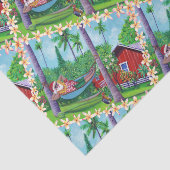 Mele Kalikimaka Santa op vakantie in Hawaï Tissuepapier (Detail)