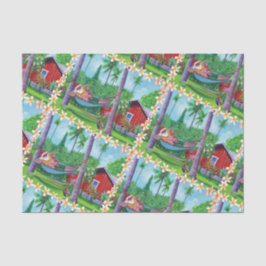 Mele Kalikimaka Santa op vakantie in Hawaï Tissuepapier