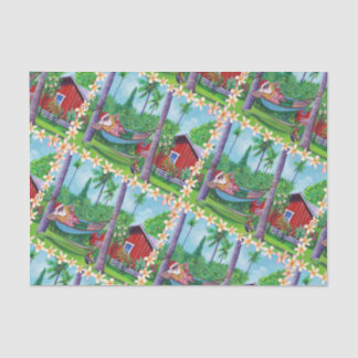 Mele Kalikimaka Santa op vakantie in Hawaï Tissuepapier