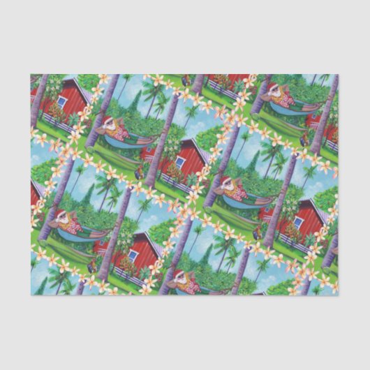 Mele Kalikimaka Santa op vakantie in Hawaï Tissuepapier (Voorkant)