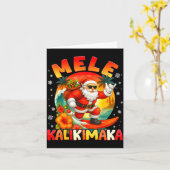 Mele Kalikimaka Santa Rock On Hawaii Christmas Xma Kaart (Gele Bloem)