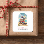 Mele Kalikimaka Santa Surfer Kerstvakantie Vierkante Sticker