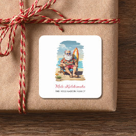 Mele Kalikimaka Santa Surfer Kerstvakantie Vierkante Sticker