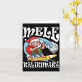 Mele Kalikimaka Santa Surfing Hawaii Christmas  Kaart (Gele Bloem)