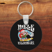 Mele Kalikimaka Santa Surfing Hawaii Christmas Sleutelhanger (Voorkant)