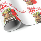 Mele Kalikimaka Santa Tiki Cadeaupapier (Rol Hoek)
