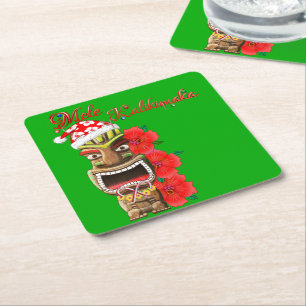 Mele Kalikimaka Santa Tiki Kartonnen Onderzetters