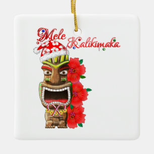 Mele Kalikimaka Santa Tiki Keramisch Ornament