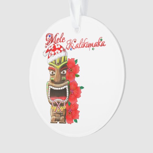Mele Kalikimaka Santa Tiki Ornament (voorkant)