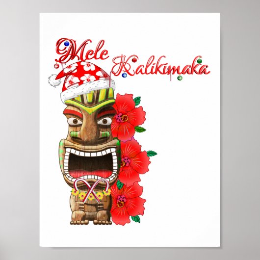 Mele Kalikimaka Santa Tiki Poster (Voorkant)