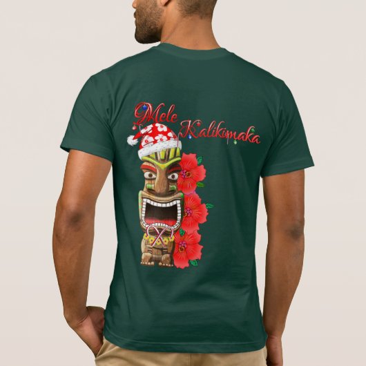 Mele Kalikimaka Santa Tiki T-shirt (Achterkant)