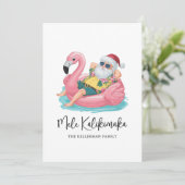 Mele Kalikimaka Santa Tropical Beach Kerstmis Feestdagenkaart (Staand voorkant)