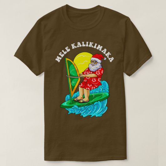 Mele Kalikimaka Santa Wind die Kerstmis overbrugt  T-shirt (Design voorkant)