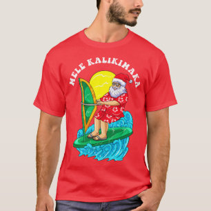 Mele Kalikimaka Santa Wind Surfende Kerstmis T-shirt