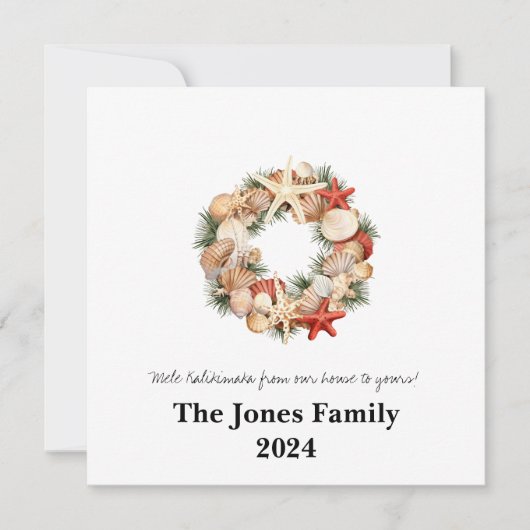Mele Kalikimaka Schelpkrans  Feestdagenkaart (Voorkant)
