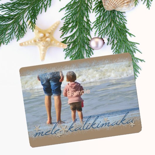 Mele Kalikimaka Script met Starfish Holiday Foto Feestdagenkaart