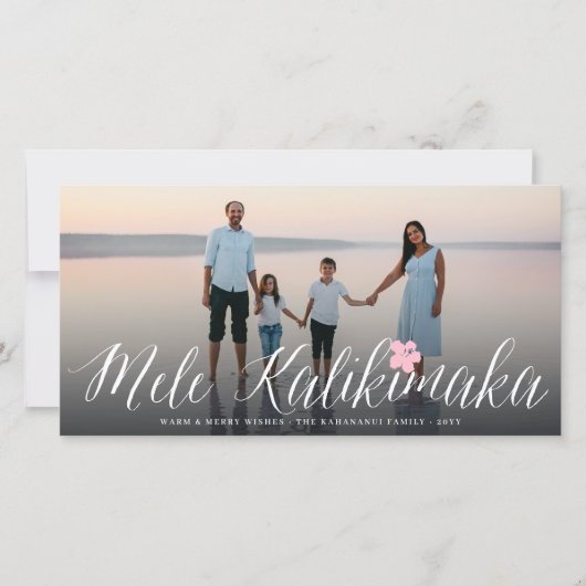 Mele Kalikimaka Script Modern Kerst Foto Feestdagenkaart (Voorkant)