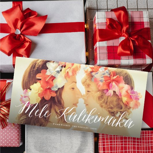 Mele Kalikimaka Script Modern Kerst Foto Feestdagenkaart
