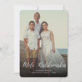 Mele Kalikimaka Script Moderne kerstfoto Feestdagenkaart (Voorkant)