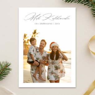Mele Kalikimaka Script Tropische Familie Foto Feestdagenkaart