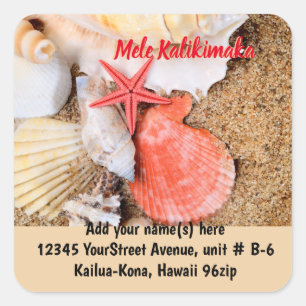 Mele Kalikimaka Seashells retouradres Vierkante Sticker