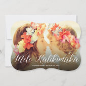 Mele Kalikimaka Simple Script Tropical Beach foto Feestdagenkaart (Voorkant)