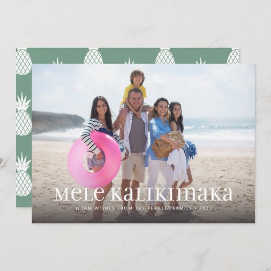 Mele Kalikimaka Single Photo Feestdagenkaart (Voorkant / Achterkant)
