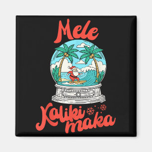 Mele Kalikimaka Sneeuwbol Kerstman Vintage Hawaiaa Magneet