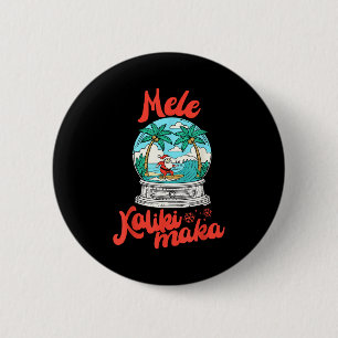 Mele Kalikimaka Sneeuwbol Kerstman Vintage Hawaiaa Ronde Button 5,7 Cm