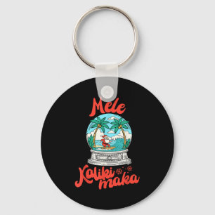 Mele Kalikimaka Sneeuwbol Kerstman Vintage Hawaiaa Sleutelhanger