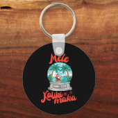 Mele Kalikimaka Snow Globe Santa Vintage Hawaiian  Sleutelhanger (Voorkant)