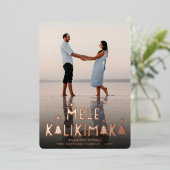 Mele Kalikimaka Stars Moderne kerstbomen Foto Folie Feestdagenkaart (Staand Voorkant)