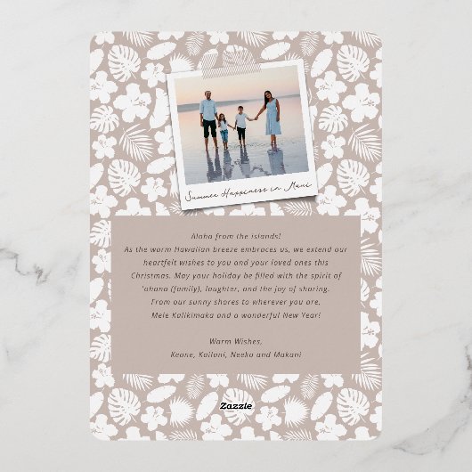 Mele Kalikimaka Stars Moderne kerstbomen Foto Folie Feestdagenkaart (Achterkant)