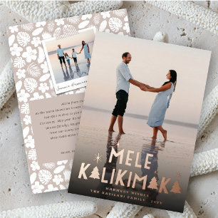 Mele Kalikimaka Stars Moderne kerstbomen Foto Folie Feestdagenkaart