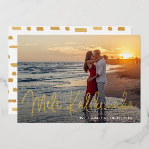Mele Kalikimaka Strand Foto Elegante Kerstmis Folie Feestdagenkaart