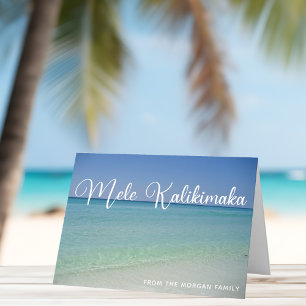Mele Kalikimaka Strand Kerst Foto Mooie Oceaan Feestdagen Kaart