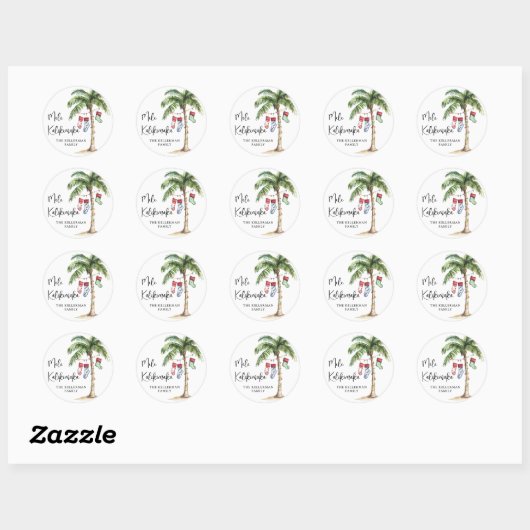 Mele Kalikimaka Strand Kerstmis Ronde Sticker (Vel)