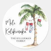Mele Kalikimaka Strand Kerstmis Ronde Sticker (Voorkant)