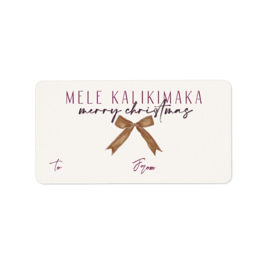 Mele Kalikimaka, Sugar Plum Cadeaulabel Etiket (Voorkant)