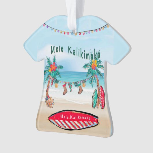 Mele Kalikimaka Surf Board Ornament (voorkant)