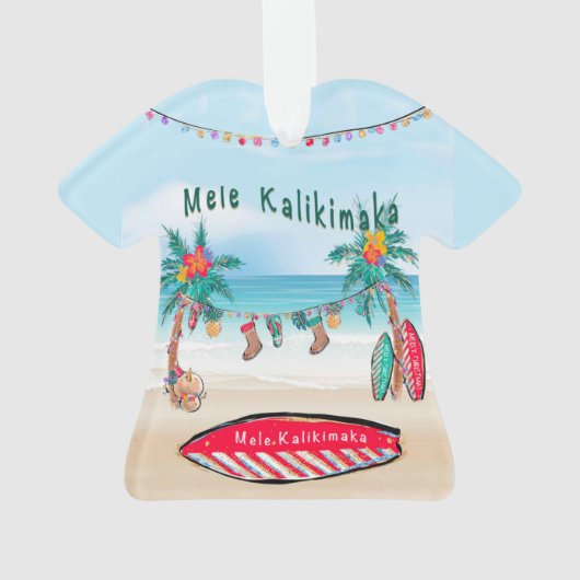 Mele Kalikimaka Surf Board Ornament (achterkant)