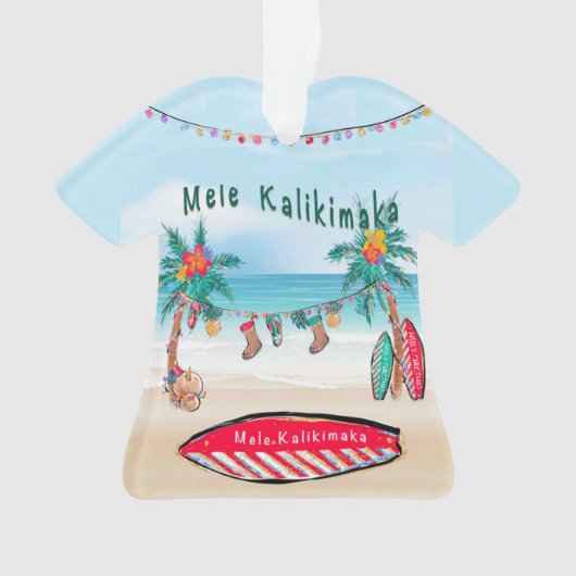 Mele Kalikimaka Surf Board Ornament (voorkant)