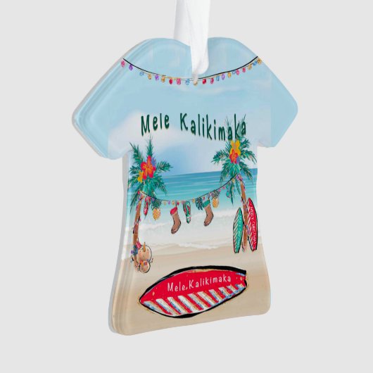 Mele Kalikimaka Surf Board Ornament (voorkant)