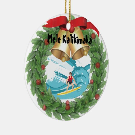 Mele Kalikimaka Surfer Keramisch Ornament (Rechts)