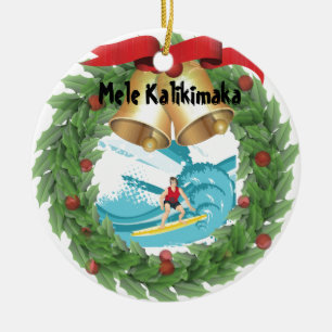 Mele Kalikimaka Surfer Keramisch Ornament