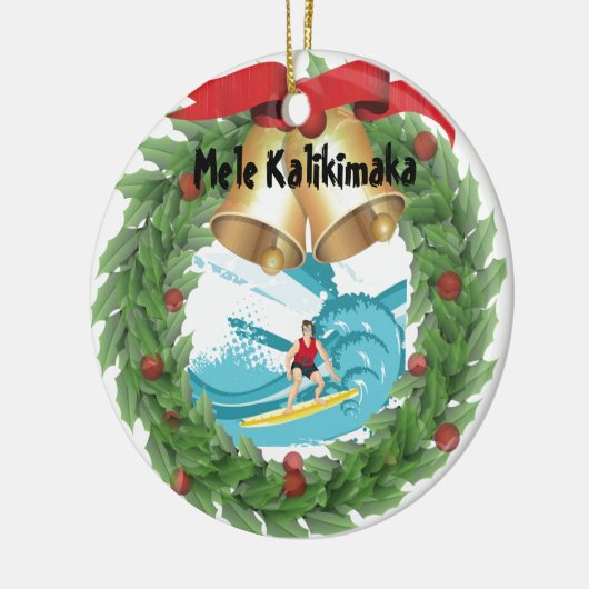 Mele Kalikimaka Surfer Keramisch Ornament (Links)