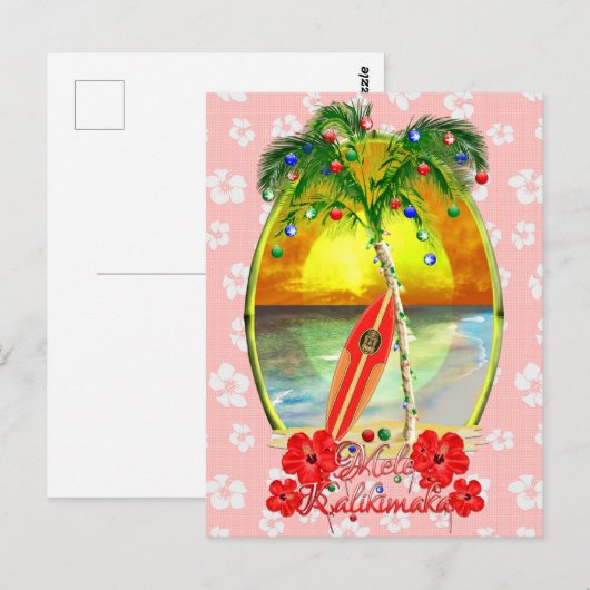 Mele Kalikimaka Surfing Briefkaart (Voorkant / Achterkant)