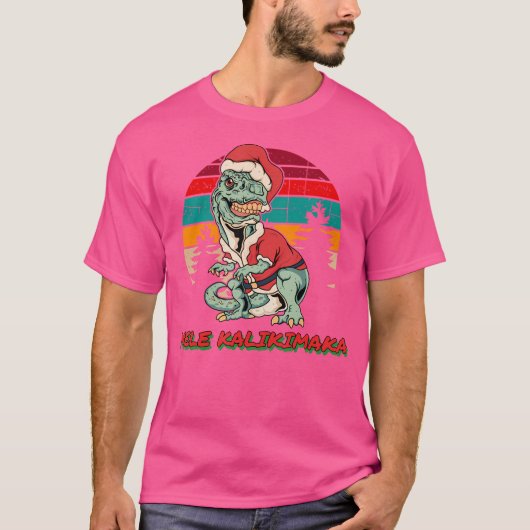 Mele Kalikimaka T Rex Shirt Hawaii Funny Christmas (Voorkant)